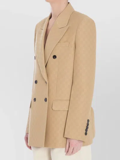 Gucci Women Wool And Silk Double-breasted Jacket In Brown