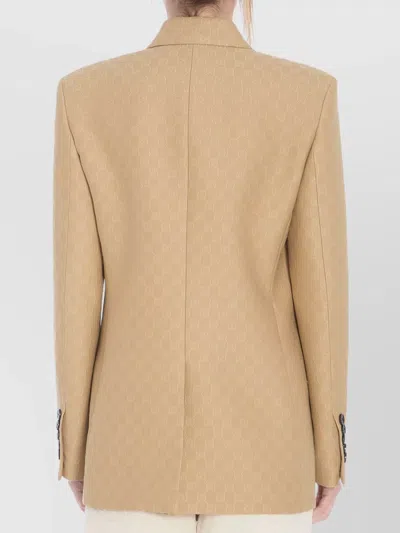 Gucci Women Wool And Silk Double-breasted Jacket In Brown