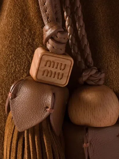 Miu Miu Braided Strap Suede Shoulder Bag