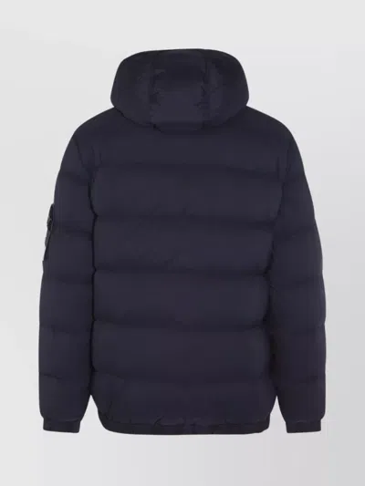 Stone Island Hooded Down Jacket With Seamless Feather Tunnels And Anti-drop In Black