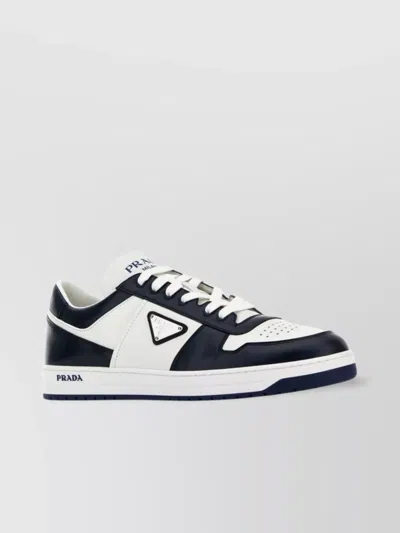 Prada Leather Sneakers With Rubber Sole And Contrast Panels In White