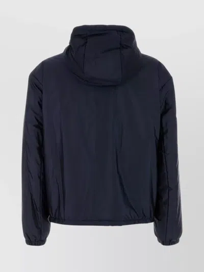 Prada Padded Jacket With Hood And Elastic Cuffs In Blue