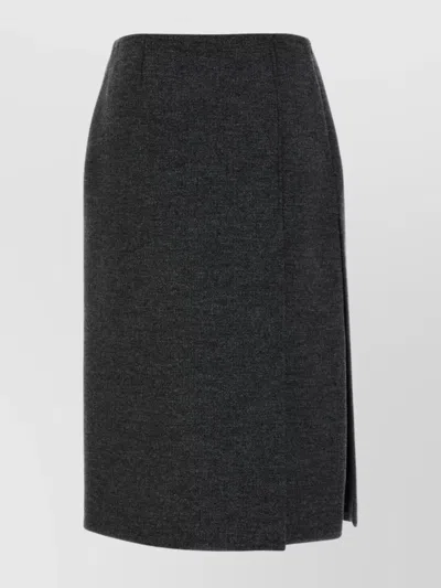 Prada Wool Skirt With Back Seam Detail In Gray