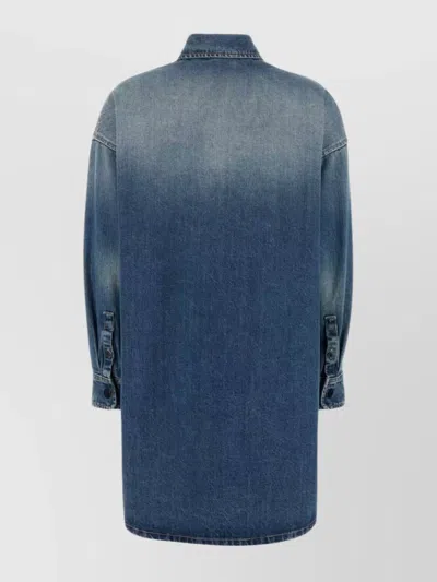 Prada Oversize Denim Shirt Cuffed Sleeves In Blue