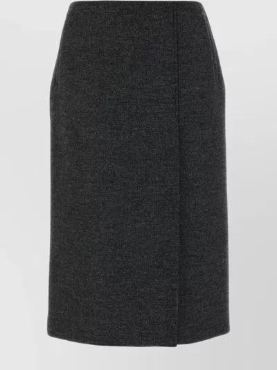 Prada Wool Skirt With Back Seam Detail In Gray