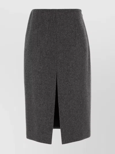 Prada Wool Skirt With Back Seam Detail In Gray