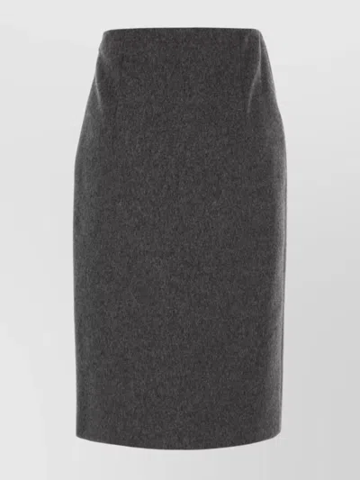 Prada Wool Skirt With Back Seam Detail In Gray