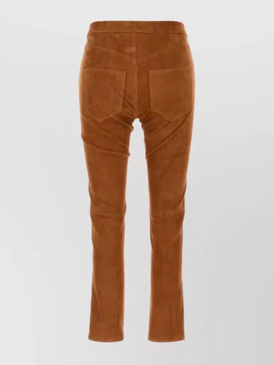 Isabel Marant Suede Back-pockets Trousers In Brown