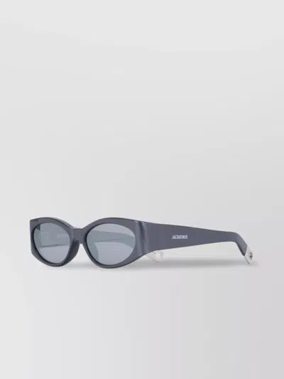 Jacquemus Oval Frame Thick Temples Sunglasses In Blue