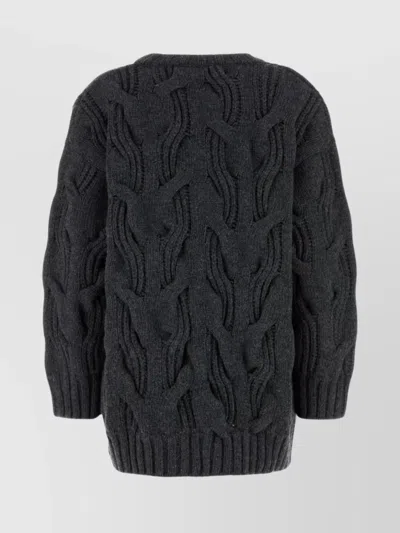 Bottega Veneta Oversize Cable Knit Wool Sweater In Black