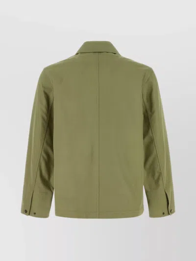 Burberry Cotton Jacket With Collar And Embroidered Detail In Green