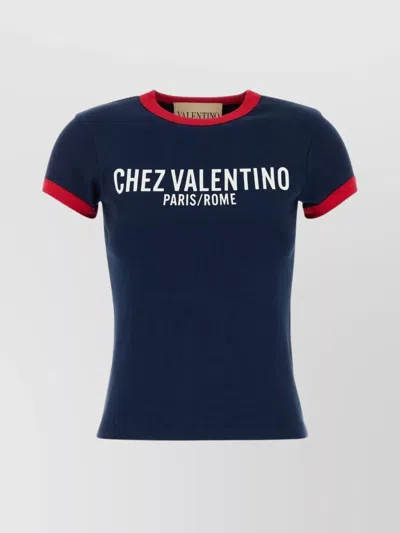 Valentino Crew Neck Cotton T-shirt With Contrast Trim