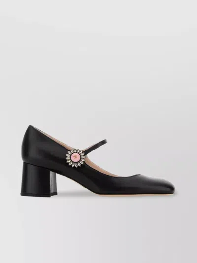 Valentino Leather Block Heel Pumps With Embellished Detail