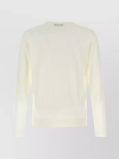 Roberto Collina Wool Crew Neck Sweater In White