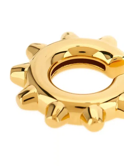 Jil Sander Earrings Open Hoop Studded Detailing Polished Finish In Gold