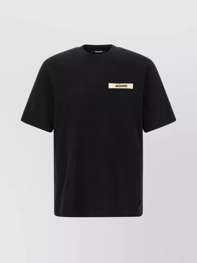 Jacquemus Black Crewneck T-shirt With Logo Detail In Black