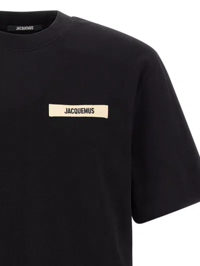 Jacquemus Black Crewneck T-shirt With Logo Detail In Black