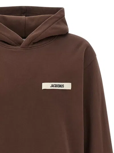 Jacquemus Gros Grain Hooded Sweatshirt In Burgundy