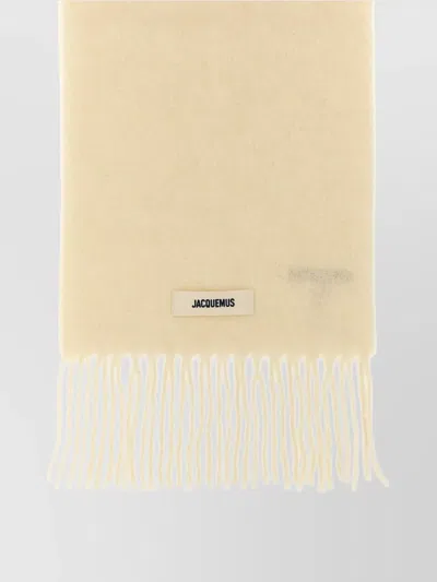 Jacquemus Carro Scarf Fringed Edges In Neutral