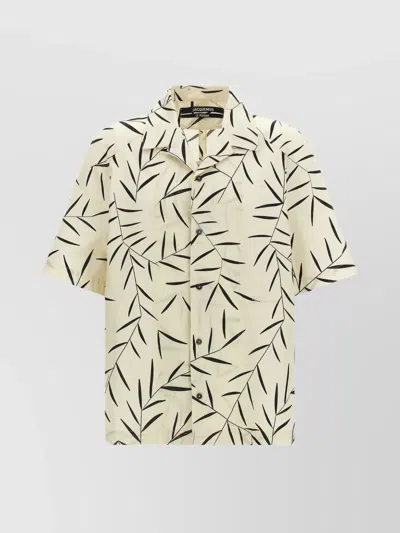 Jacquemus Leaf-print Short-sleeved Shirt In White