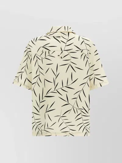 Jacquemus Leaf-print Short-sleeved Shirt In White
