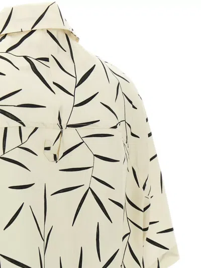 Jacquemus Leaf-print Short-sleeved Shirt In White