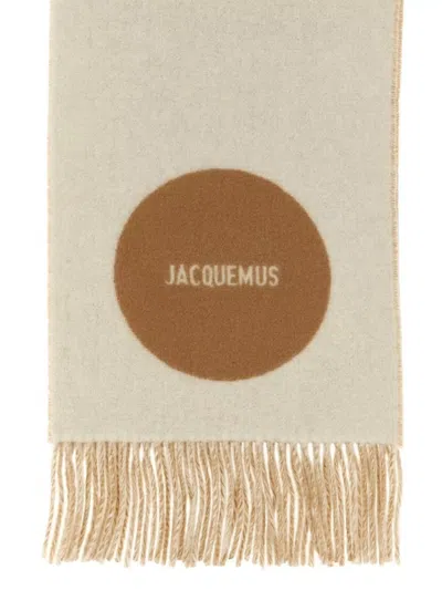 Jacquemus Square Fringed Rectangle Scarf In Neutral
