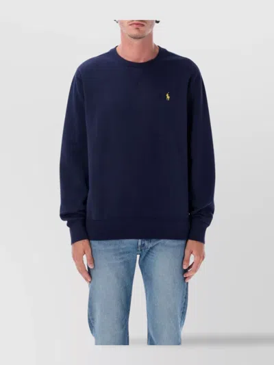 Polo Ralph Lauren Navy Blue Cotton-blend Sweatshirt In Blue