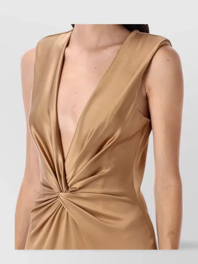 Tom Ford Twist-neck Sleeveless Gown In Brown