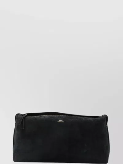 Totême Cylindrical Suede Leather Clutch With Gold-tone Hardware