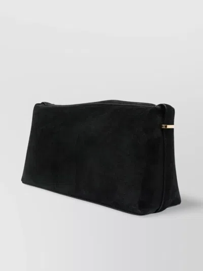 Totême Cylindrical Suede Leather Clutch With Gold-tone Hardware