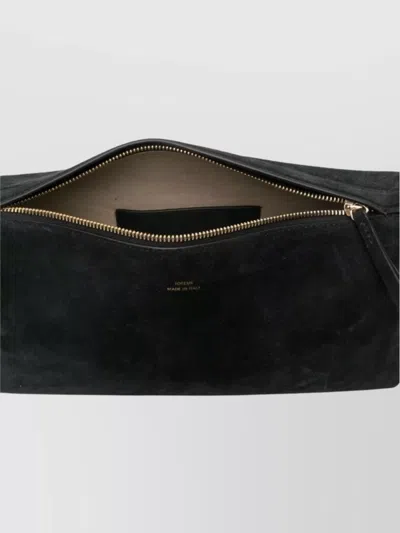 Totême Cylindrical Suede Leather Clutch With Gold-tone Hardware