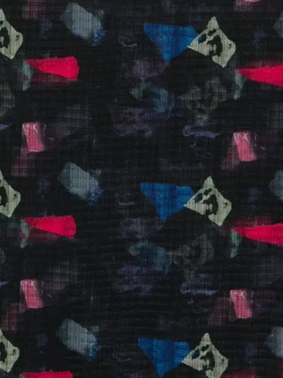 Emporio Armani Sheer Fabric Rectangular Scarf With Abstract Pattern In Black