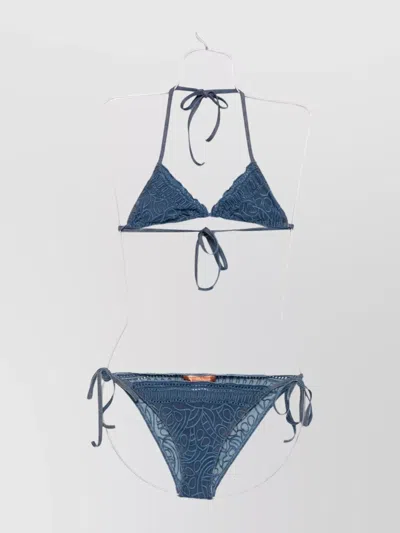 Ermanno Scervino Lace Bikini Set Adjustable Straps In Blue