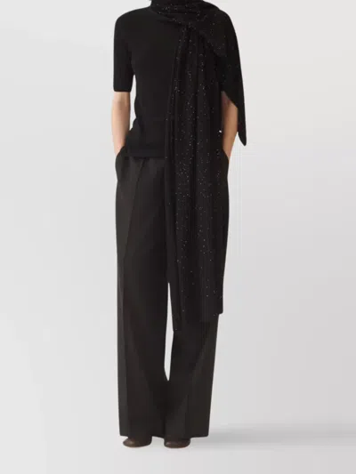 Fabiana Filippi Lightweight Long Rectangular Scarf With Sparkling Finish In Black