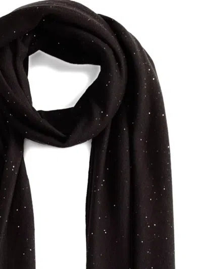Fabiana Filippi Lightweight Long Rectangular Scarf With Sparkling Finish In Black