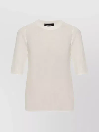 Fabiana Filippi Crewneck Knit Top Short Sleeves In Neutral