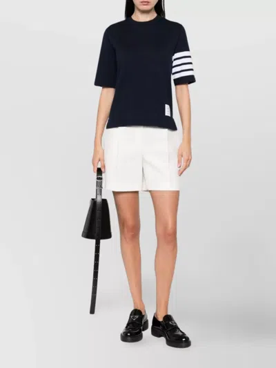 Thom Browne Striped Sleeve Crew Neck Cotton T-shirt In Black