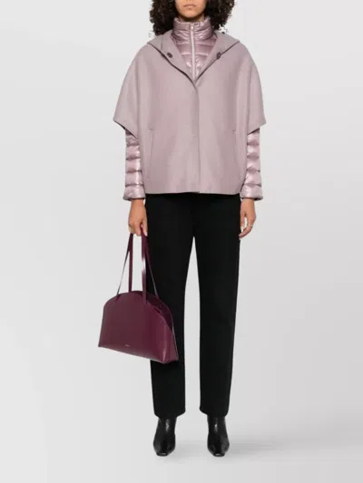 Herno Capes With Quilted Sleeves And High Collar In Pink