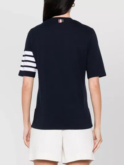 Thom Browne Striped Sleeve Crew Neck Cotton T-shirt In Black