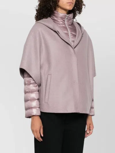 Herno Capes With Quilted Sleeves And High Collar In Pink