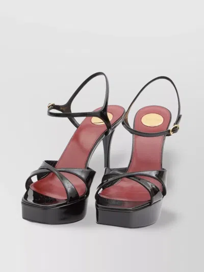 Saint Laurent 110mm Crossover Platform Sandals In Black