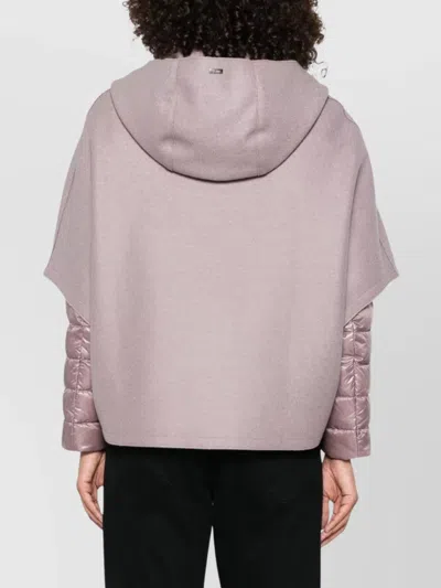 Herno Capes With Quilted Sleeves And High Collar In Pink