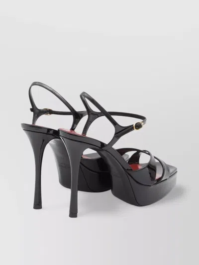 Saint Laurent 110mm Crossover Platform Sandals In Black