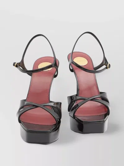 Saint Laurent 110mm Crossover Platform Sandals In Black