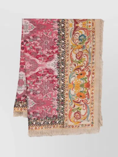 Pierre Louise Mascia Silk Scarf Embellished Floral Pattern
