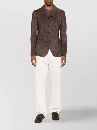 Emporio Armani Single-breasted Blazer Jacket Textured Finish In Brown