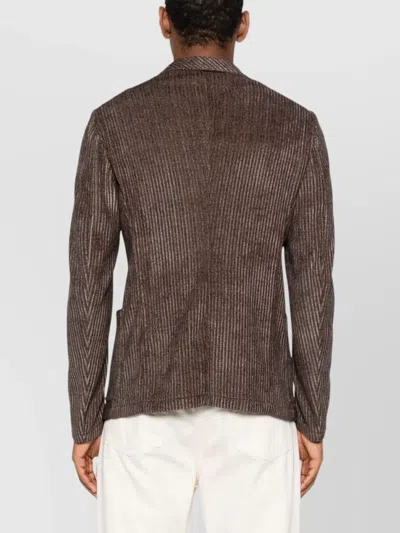 Emporio Armani Single-breasted Blazer Jacket Textured Finish In Brown