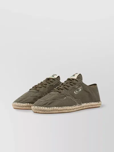 Autry Woven Jute Sole Flat Shoes With Lace-up Closure In Multi