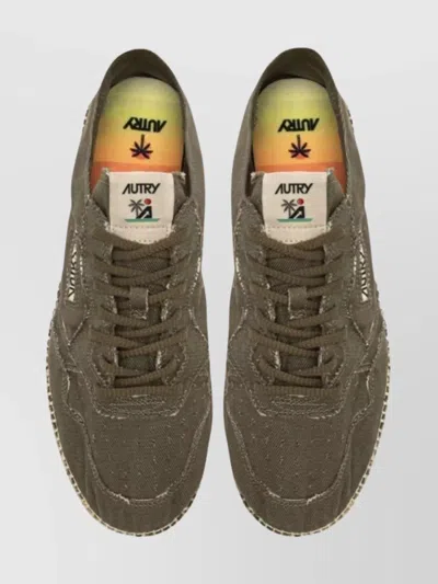 Autry Woven Jute Sole Flat Shoes With Lace-up Closure In Multi